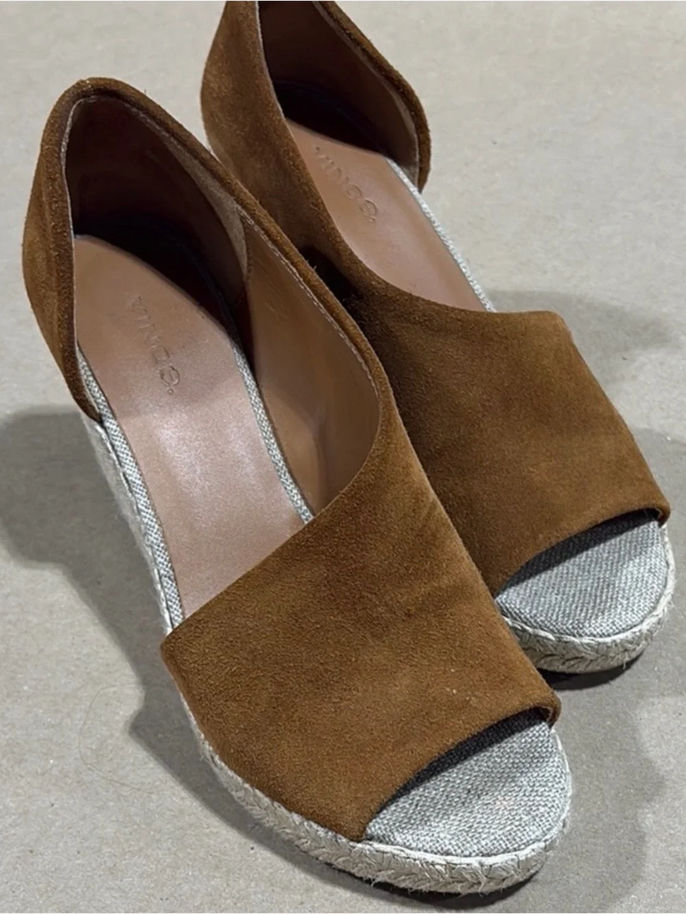 Vince Sonora Suede Peep-Toe Espadrille Wedges
